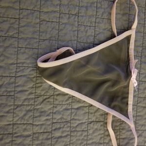 Gray and pink trim sheer thong